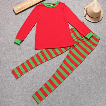 YI.D Christmas XMAS Kids Adult Family Pajamas Set Long Sleeve Top And Striped Pants Sleepwear Lounge Nightwear(Red/Green) - Intl June 2018 - 2 YI.D Christmas XMAS Kids Adult Family Pajamas Set Long Sleeve Top and Striped Pants Sleepwear Lounge Nightwear(Red/Green) - intl - 2