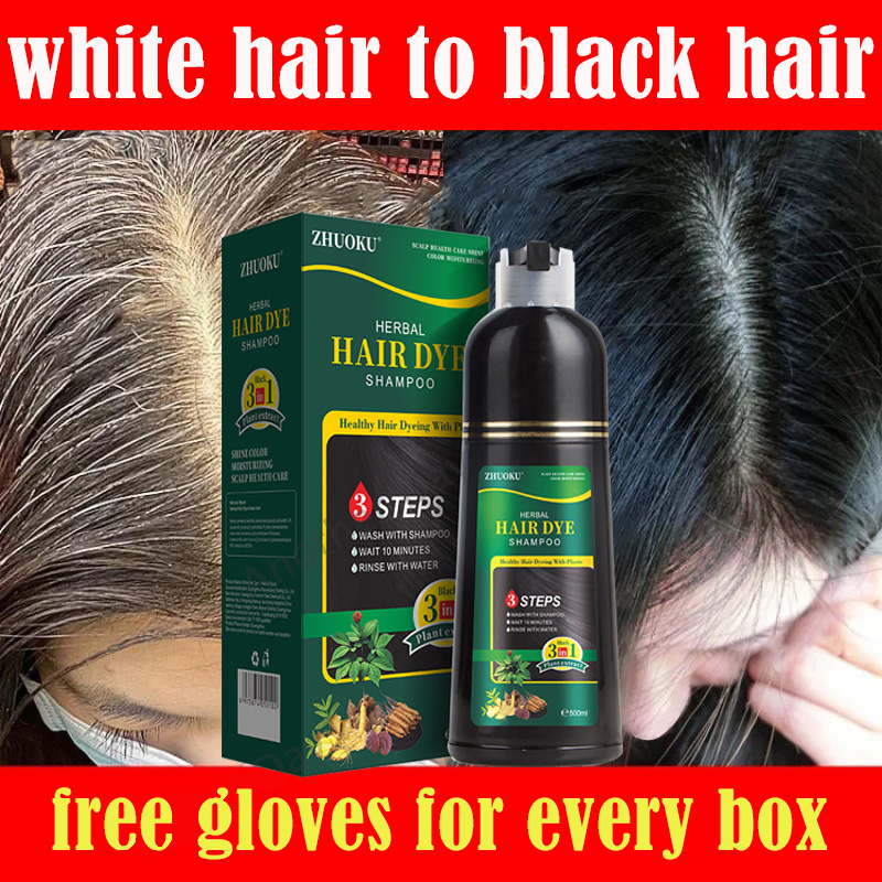 MOKERU Black Hair Shampoo 500ml Black Hair Dye For Men and Women Turn Your  White/Gray Hair into Black in Just 5 minutes! No Harm to the Scalp, Gentle  and Non-irritating with Natural