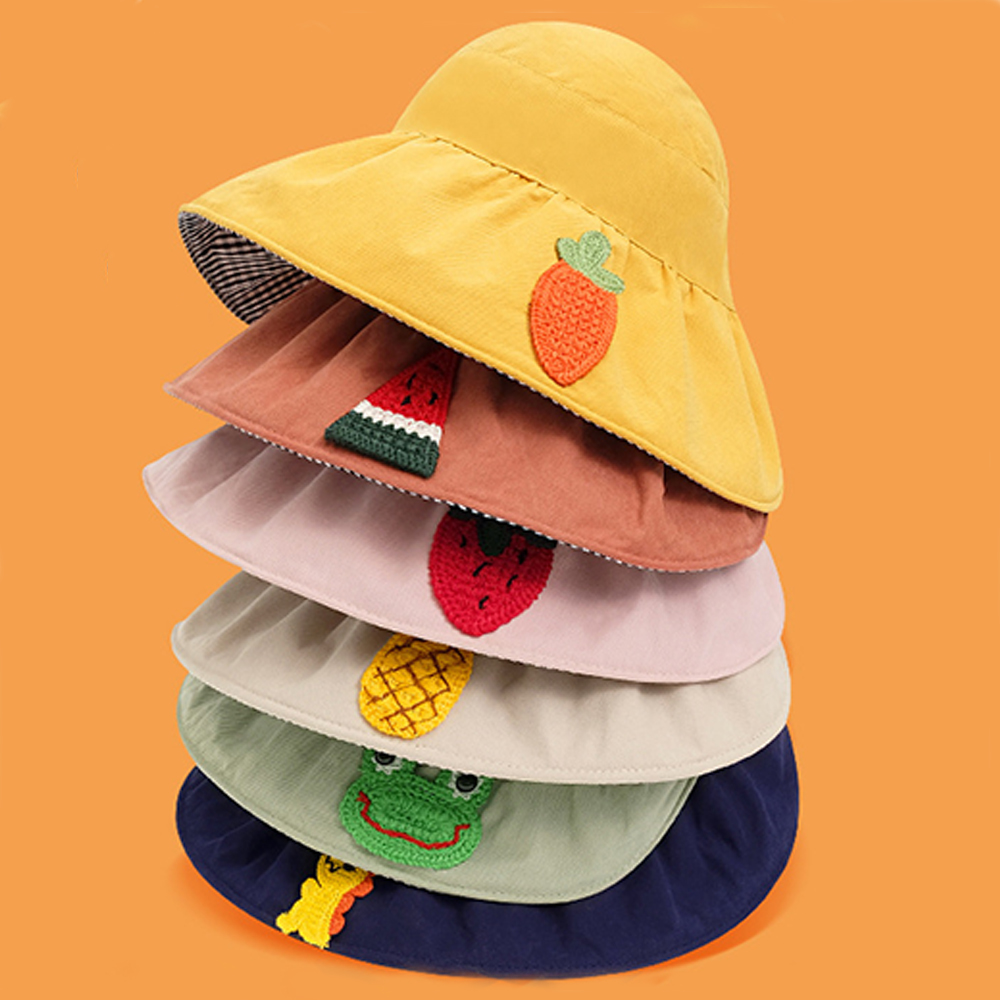 RONGPENG แฟชั่นด้านบนปรับน่ารัก Sun หมวกหมวกเด็กเกราะหน้ากะบังหมวกที่พับเก็บได้หมวกแก๊ปชายหาด
