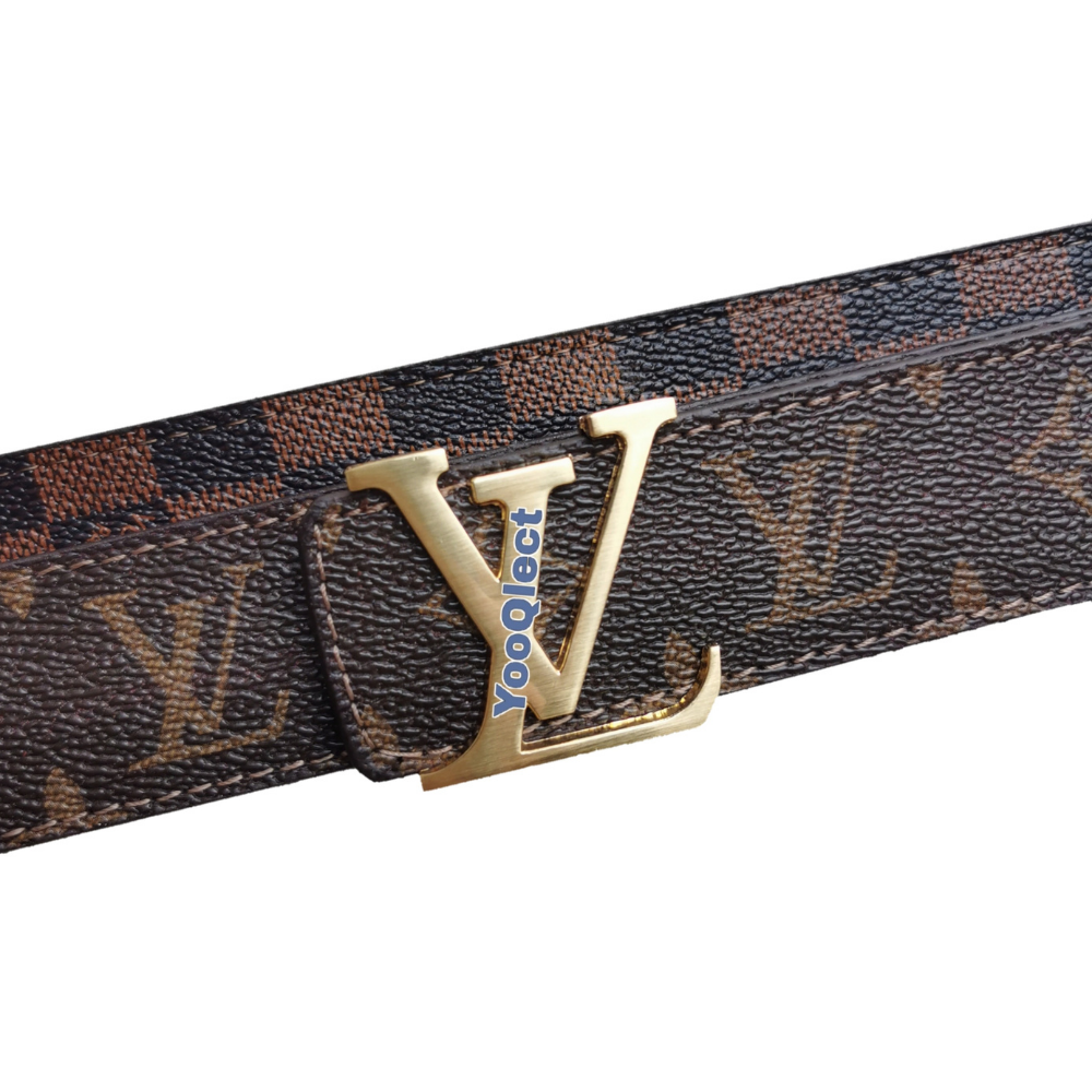 LV Initiales Reversible Damier Azur/Leather Belt Size 110/44