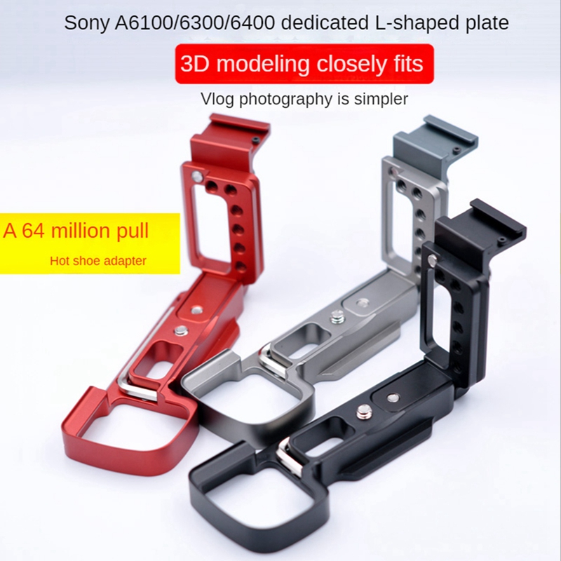 Quick release l plate camera bracket for sony a6400 a6300 a6100 handle vertical l-shaped bracket with hot shoe base