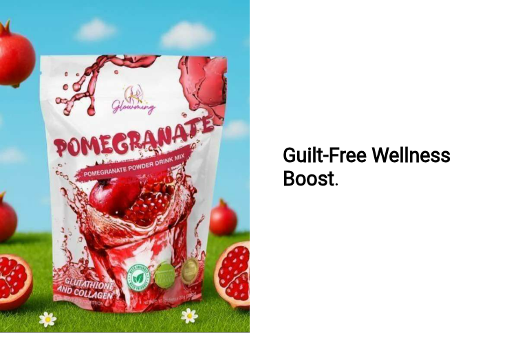 Glowming Pomegranate Powder Drink Mix - 10 Sachets With Glutathione &  Collagen
