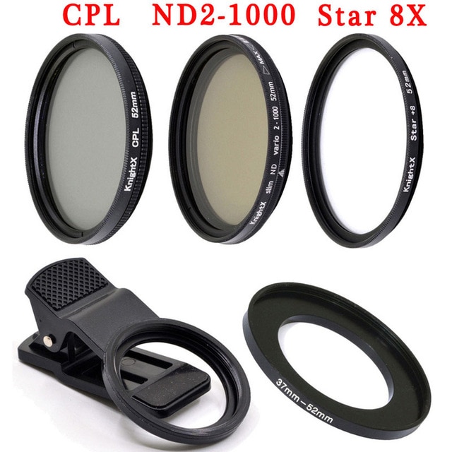 KnightX 52มม.สมาร์ตโฟนอเนกประสงค์ชุดเลนส์กล้องกรอง Polarizer Star เลนส์ไมโครสำหรับโทรศัพท์มือถือ Android ที่มีประสิทธิภาพ SLR