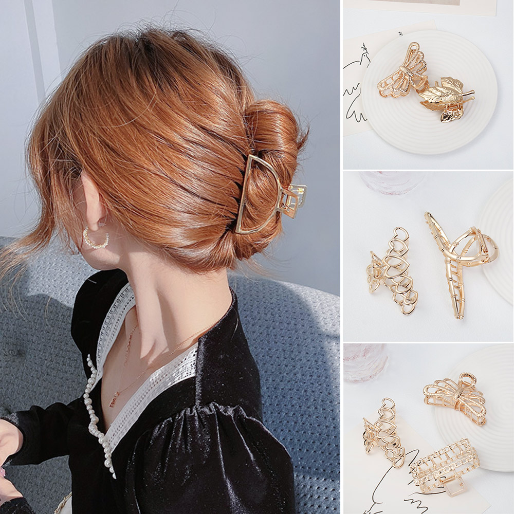 GVGSX9N Korean Hairgrip Geometric Jewelry Barrettes Crab Hair Clip Metal Hair Claws Hollow Out Headwear