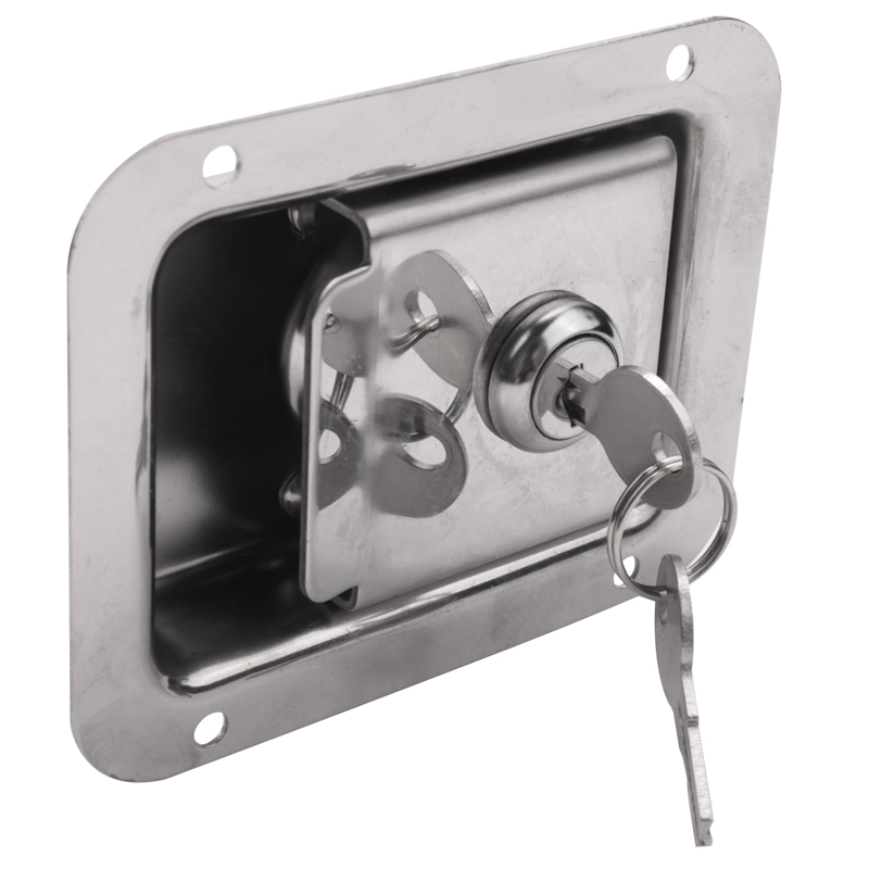 Paddle Slam Latch with Lock & Key Travel Trailer Lock Stainless Steel RV Door Latch Heavy Duty Flush Mount Handle Latch