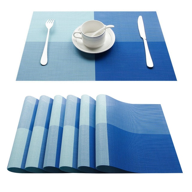 4/6/8 Pcs Placemats สำหรับรับประทานอาหาร Place Mat พีวีซีล้างได้ห้องครัวอุปกรณ์เสริมบนโต๊ะอาหารถ้วยไวน์ลื่น PVC Pad สีดำสีน้ำตาล