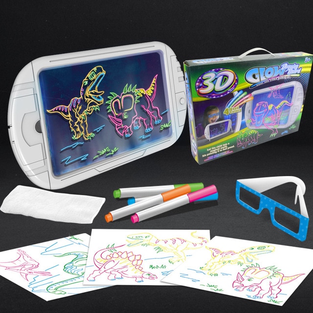 Magic 3D กระดานวาดภาพไฟ LED Effects ปริศนาแท็บเล็ตวาดรูปภาพวาดเด็กเด็กของเล่นการศึกษา Grow Playmates ของขวัญสร้างสรรค์