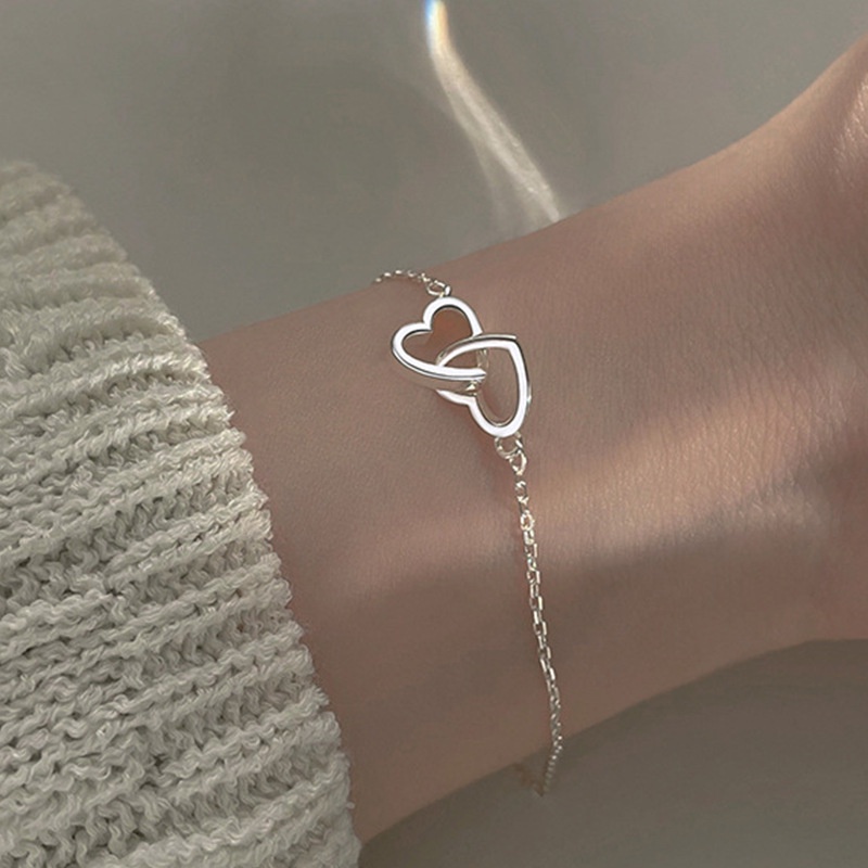 Sterling Silver Two Heart Bracelet | Silver Willow Jewellery-thunohoangphong.vn