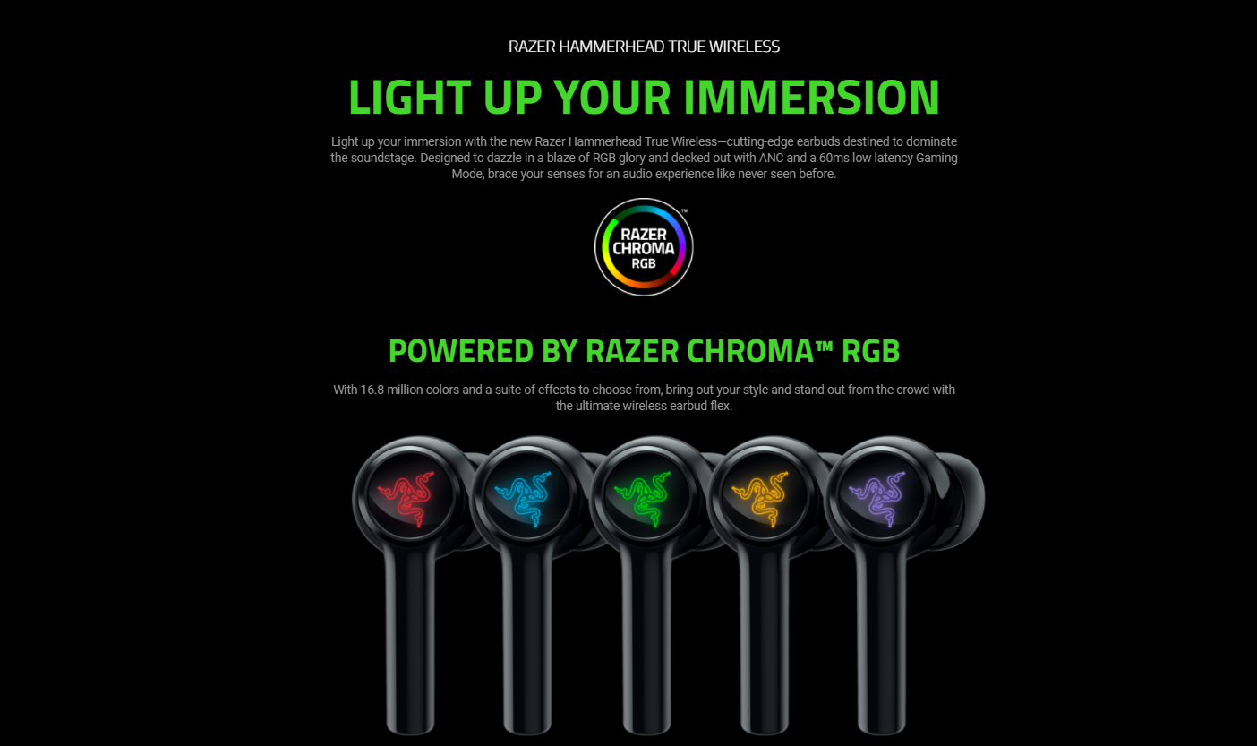 Razer Hammerhead True Wireless RGB (2nd Gen) - True Wireless