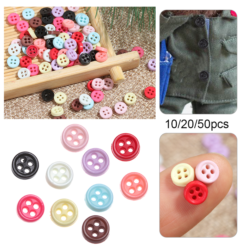 UC50A1ALX 10/20/50pcs Newest Clothing Buckles 4 Holes 6mm Plastic Button DIY Sewing Accessories Round Buckle Mini Doll Buttons