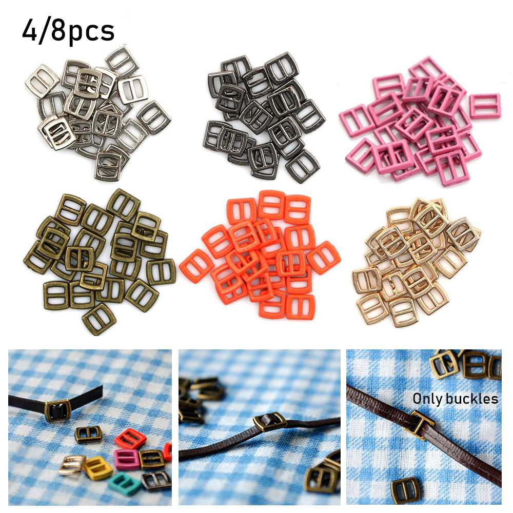 MENGLIANG 4/8pcs Newest 12 colors Stuffed Toys Mini Ultra-small Tri-glide Buckle Diy Dolls Buckles Doll Bags Accessories Belt Buttons