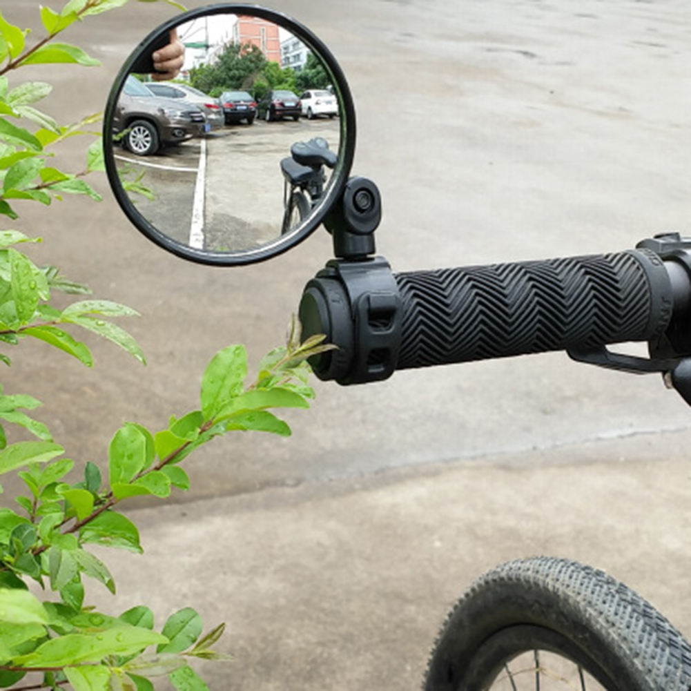LJ5FD14O ความปลอดภัยปรับ360 ° หมุนยาง + ABS ด้านหลัง Handlebar กระจกจักรยานรถจักรยานยนต์ Looking Glass กระจกมองหลังจักรยาน