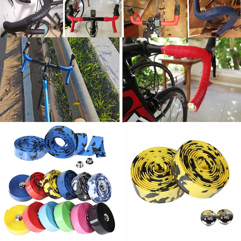 ADG 1 Pair Non-slip Carbon Fiber Cycling Strap Belts with 2 Bar Plugs Handlebar Wrap Tape Mountain Road Bike Handle