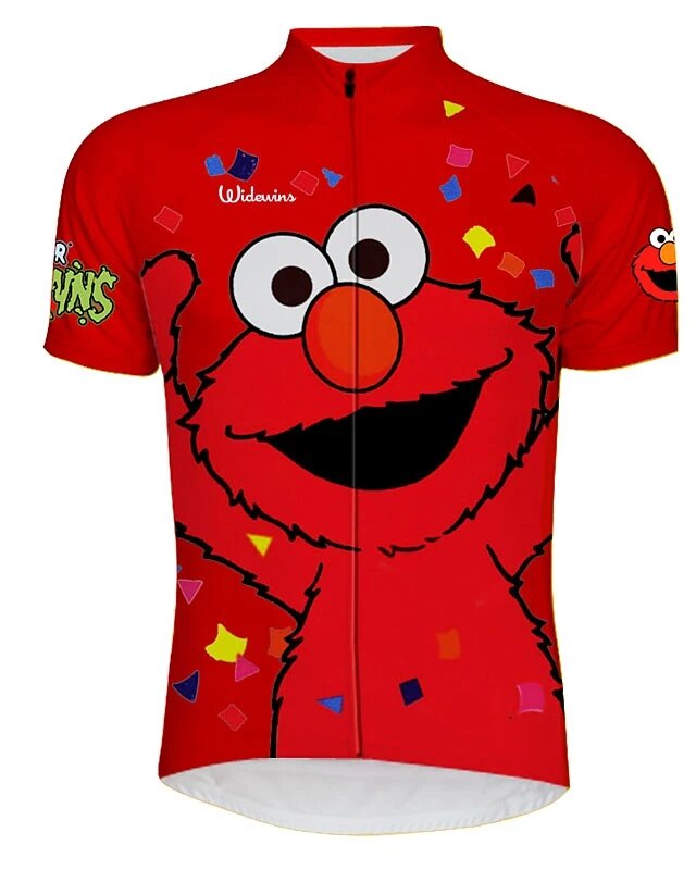 Ready Stock  Men's Short Sleeve Cycling Jersey Red Cartoon Bird Bike Jersey Top MTB Quick Dry Sports Clothing Apparel
