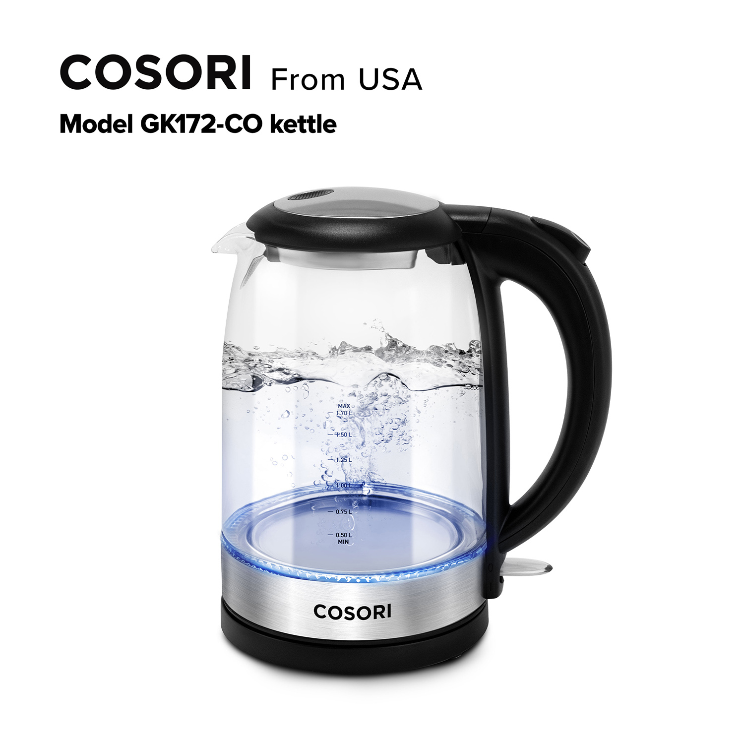 COSORI Electric Kettle For Boiling Water, 1500W Wider Mouth Glass