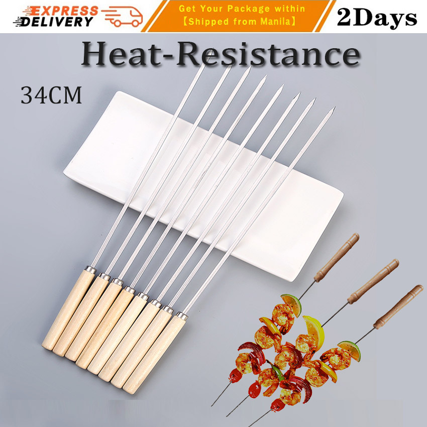 50PCS 30PCS 10PCS 34CM Stainless Steel BBQ Stick Metal Barbeque Needle  Barbecue Sign Iron Prod Skewer Needle BBQ Kebab Stick Utensil Wooden Handle  Grill Korean Gas Barbecue Grill Outdoor BBQ Smoker Grill With Stand |  Lazada PH
