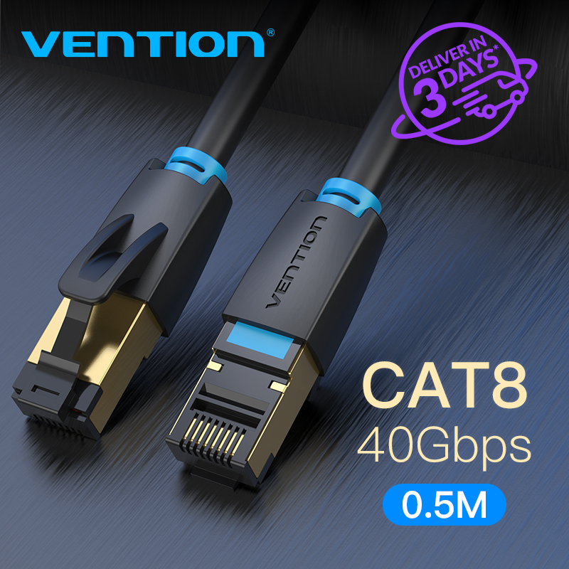 Vention Ethernet Cable Cat8 RJ45 SFTP Lan Cable 40Gbps Super Speed Gold  Plated Connector Network Cable Internet Cable 1M 2M 3M 5M 10M 20M for PC  internet Router Modem Cat 8 Ethernet