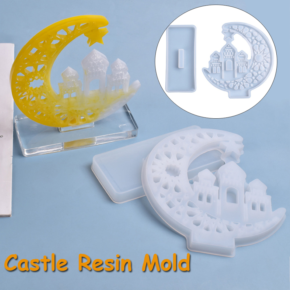 LONGZHU1 Display Board Jewelry Making Tool Ghost Halloween Ornament Epoxy Resin Castle Silicone Mould Halloween Resin Mold
