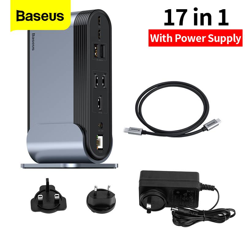 Baseus 17 in 1/16 in 1 USB C HUB Type C ถึง Multi HDMI RJ45 VGA USB 3.0 PD Power Adapter Docking Station สำหรับ MacBook Pro แล็ปท็อป USB-C Hub สามหน้าจอแสดง HUB