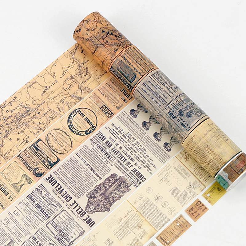 Băng giấy phong cách cổ điển nhãn dán lưu bút trang trí đồ dùng học tập