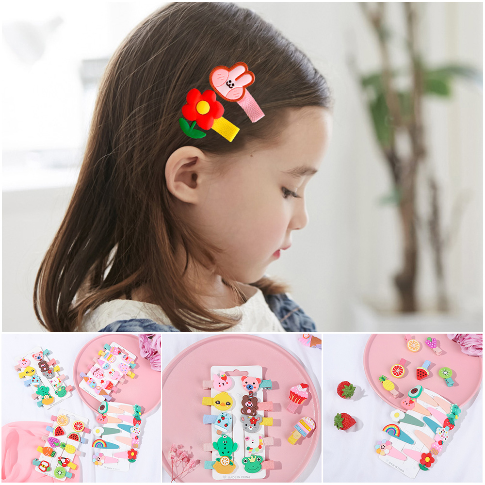 F8C503Y 10 Pcs/Set Gift Lovely Cartoon Fashion Hair Accessories Baby Girl Hair Clips Broken Hair Fringe Clip Children All-inclusive Cloth Hairpin