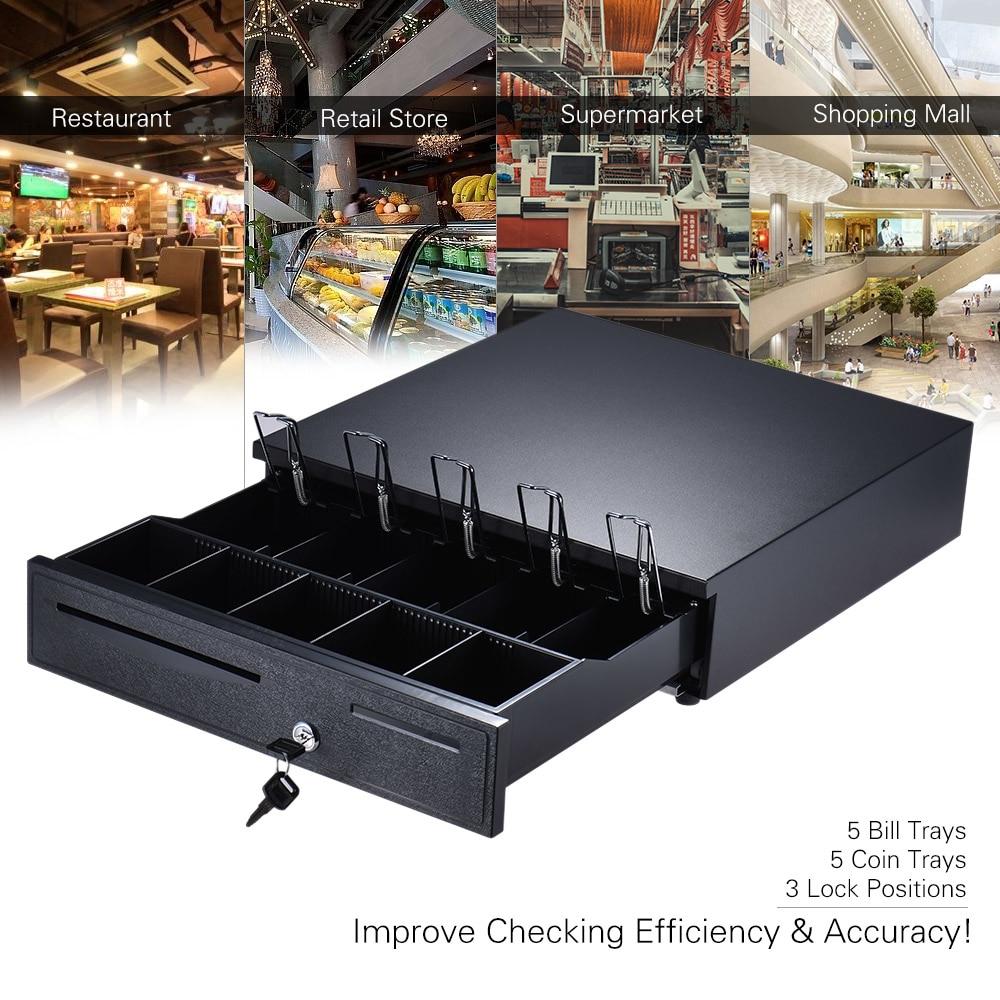 Pos Electronic Cash Drawer Box Case Storage 5 Bills 5 Coins 4