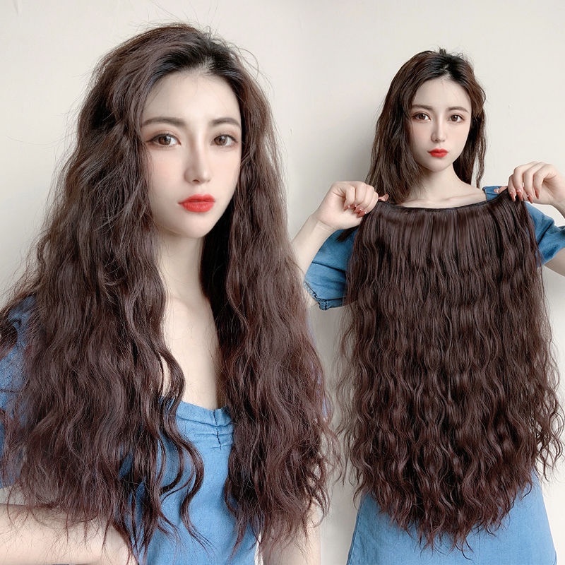 68CM Human Hair Washable Long Hair Air Bangs Big Wave Long Curly