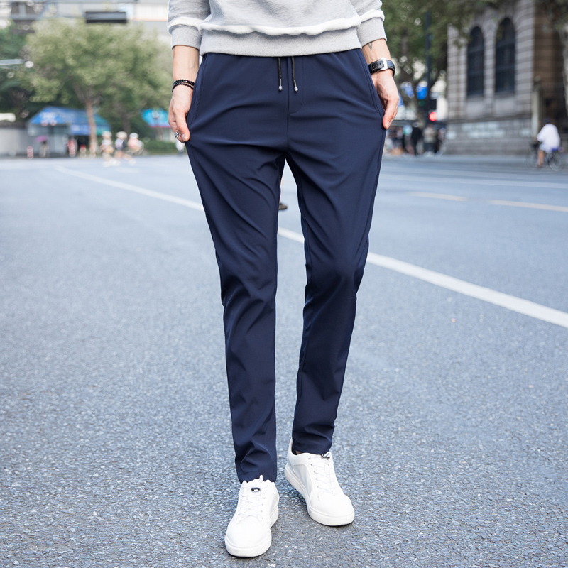 Men's Elastic Loose Straight-leg Youth Business Trousers