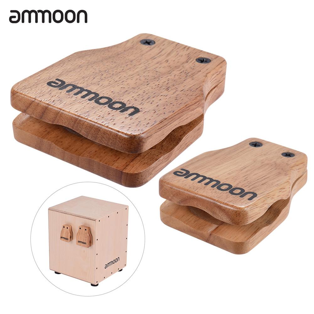 Ammoon 2 Hộp Cajon Lớn & Trung Bình Phụ Kiện Trống Đồng Hành Castanets Cho Nhạc Cụ Gõ Tay