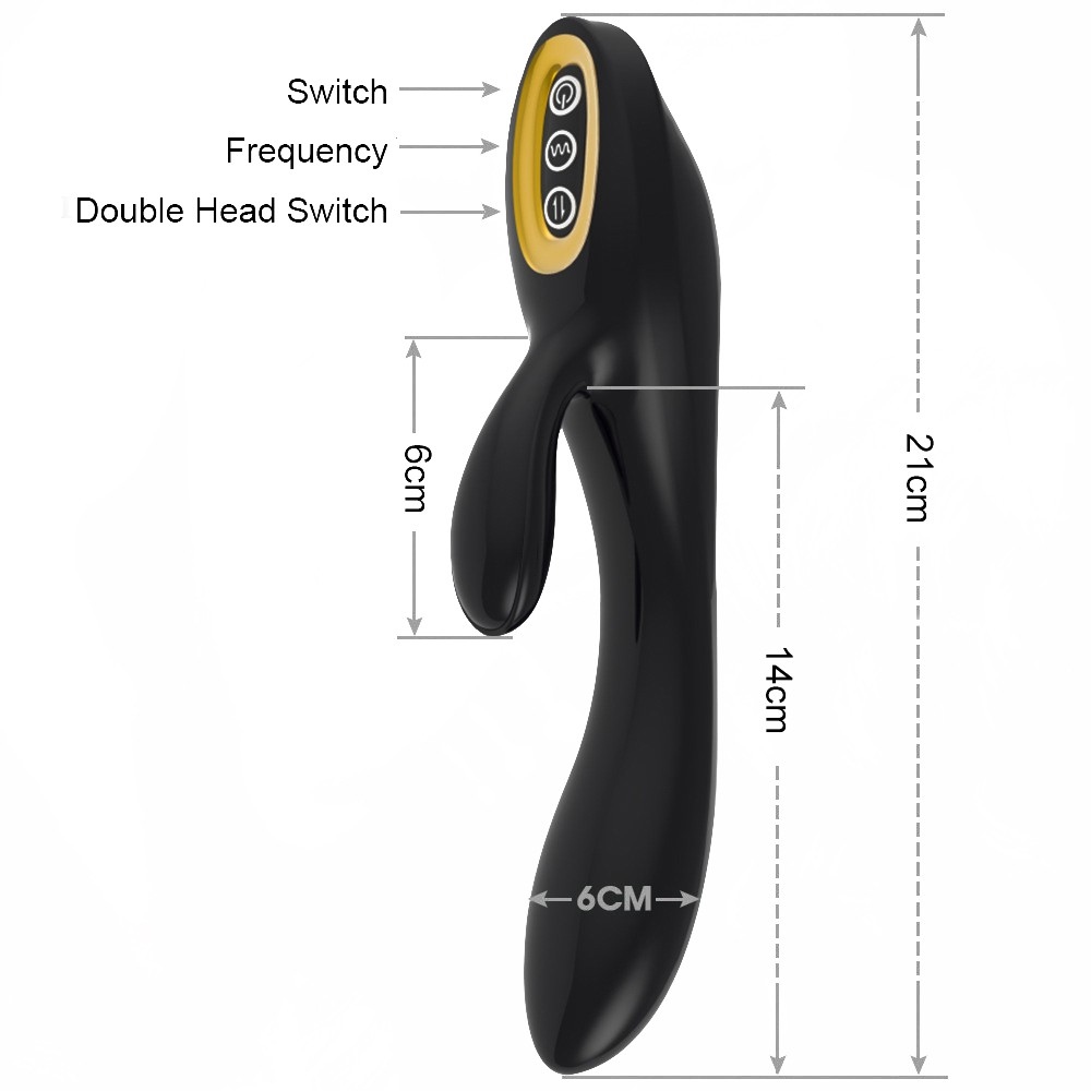 JIUAI Rechargeable Dildo Vibrator Multi-Speed Dual Head Vibrating Stick Sex  Toys For Women