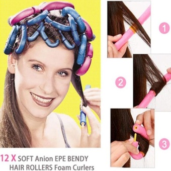 12Pcs/Bag Curly Hair Stick Pearl Cotton Beauty Hair Tool DIY Making Style Girls - Intl June 2018 - 3 12Pcs/Bag Curly Hair Stick Pearl Cotton Beauty Hair Tool DIY Making Style Girls - intl - 3