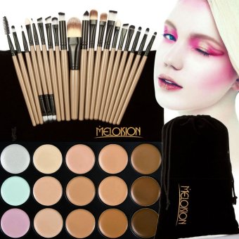 15 Colors Contour Face Cream Makeup Concealer Palette+20Pcs Brushes Brown June 2018 - 2 15 Colors Contour Face Cream Makeup Concealer Palette+20Pcs Brushes brown - 2