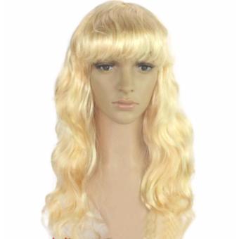 Women Long Curly Cosplay Wig Cheap Synthetic Hair Peluca (Blonde)