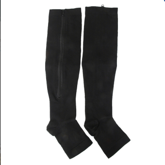 Zipper Compression Socks Zip Leg Support Knee Stockings Sox Open Toe L/XL Black C583 June 2018 - 3 Zipper Compression Socks Zip Leg Support Knee Stockings Sox Open Toe L/XL Black C583 - 3