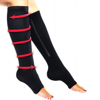 Zipper Compression Socks Zip Leg Support Knee Stockings Sox Open Toe L/XL Black C583 June 2018 - 2 Zipper Compression Socks Zip Leg Support Knee Stockings Sox Open Toe L/XL Black C583 - 2
