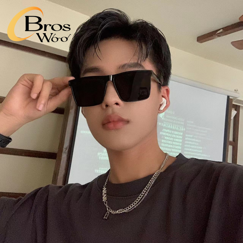 (Bros Woo) cổ điển UV bảo vệ mùa hè Kính mát cho nam giới vuông khung lái xe Kính mát cho phụ nữ