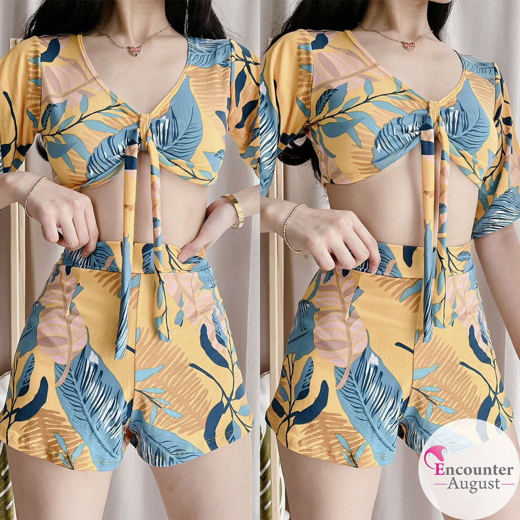 Women’s Matching Shorts Set – Tailored Fit – Lightweight V-Neck Top – Asymmetrical Hem