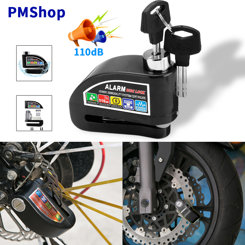 Heavy Duty Motorcycle Alarm System Rotor Disc Lock Motorcycle Bicycle Disk  Lock With Alarm System(black)