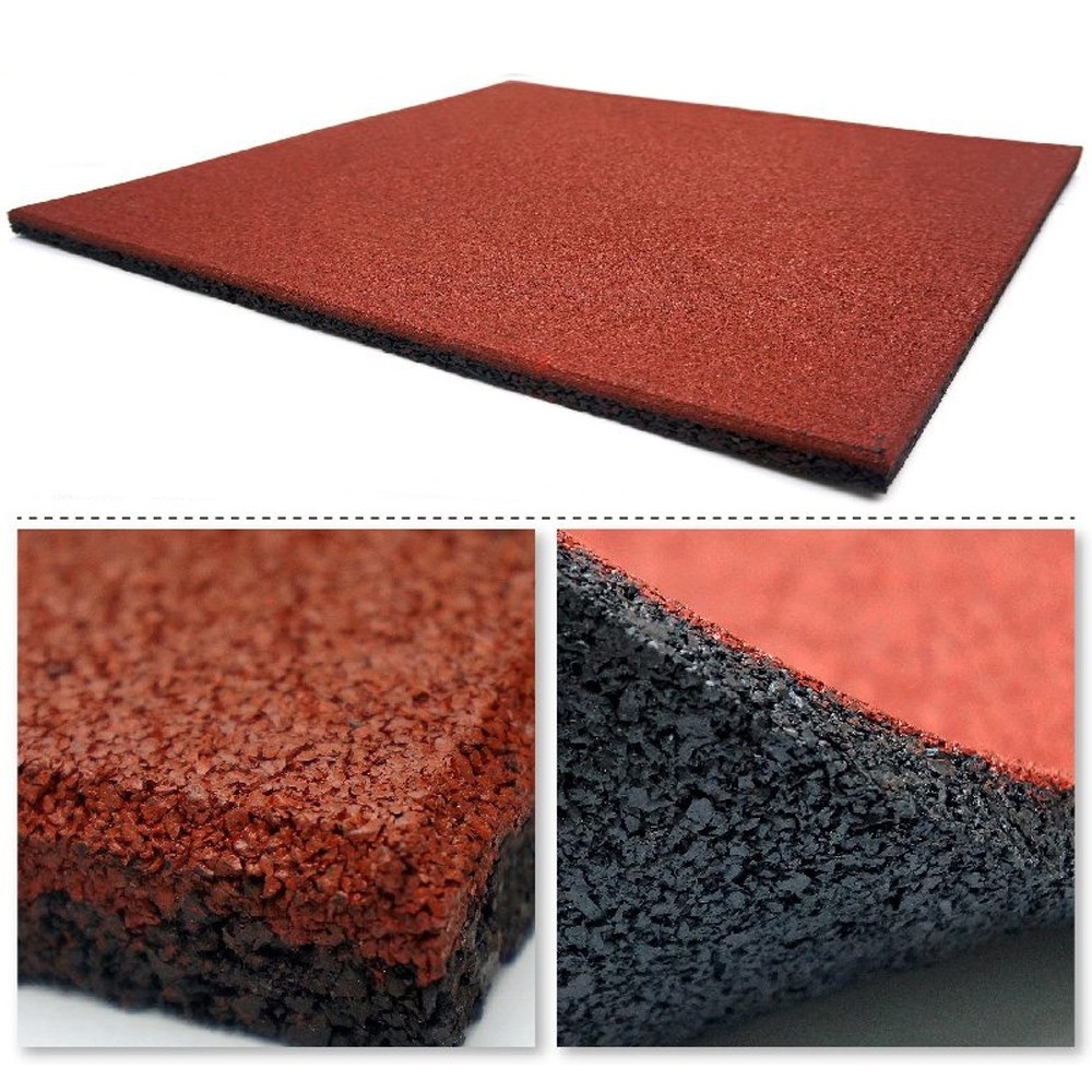 Red Color Splicing Gym Rubber Mats 12pcs 50x50x2cm Home/Commercial