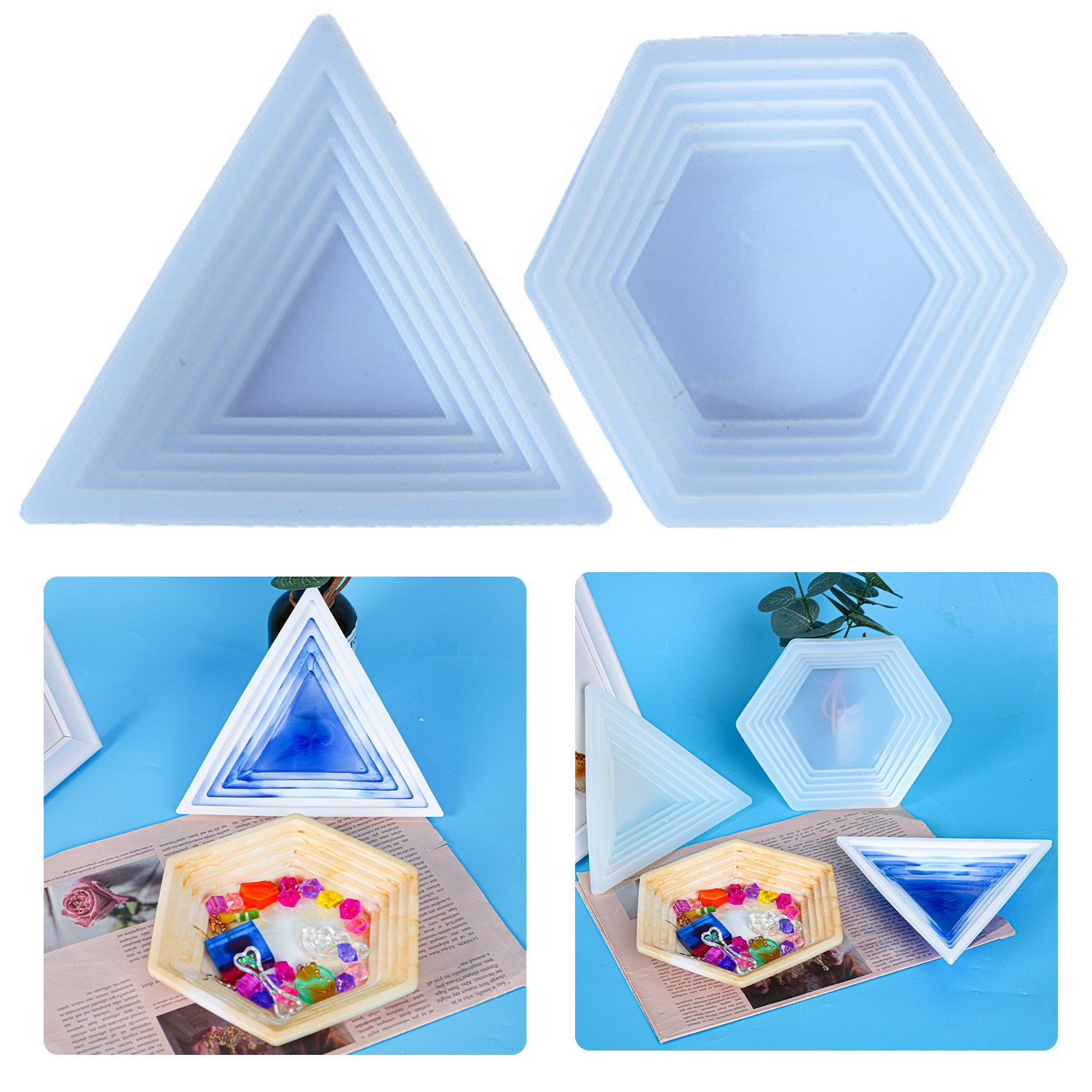 ALDRICH FASHION DIY Beads Storage Box Resin Moulds Silicone Coasters Step Tray Mould Jewelry Organizer Tea Tray