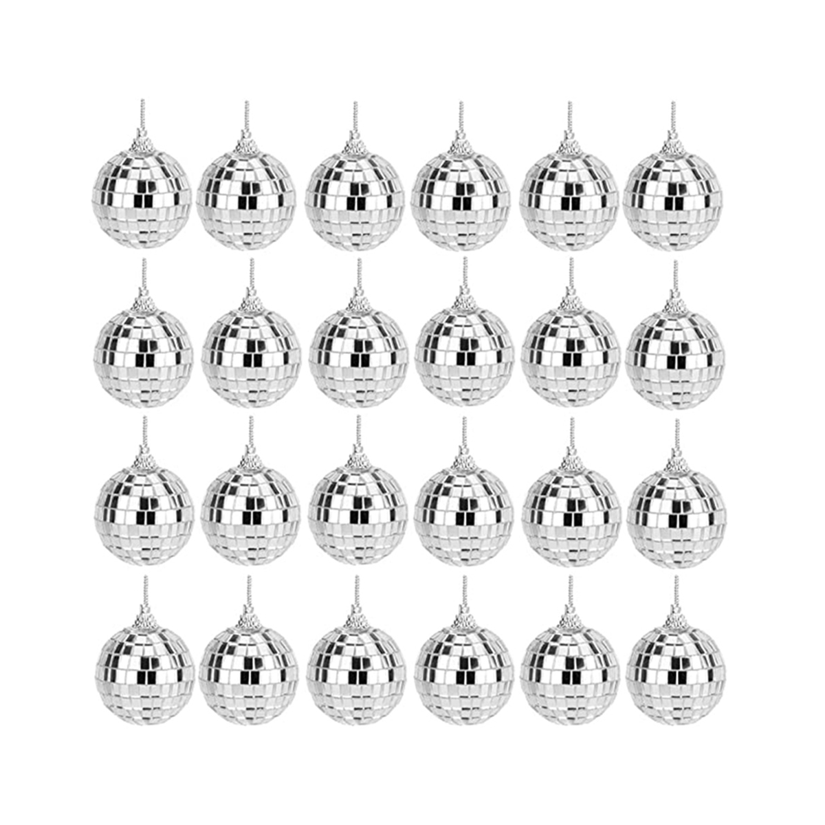 Mirror Disco Ball Set - Silver Disco Party Decoration Easy to Hang Suitable For, Wedding, Home Party Decoration