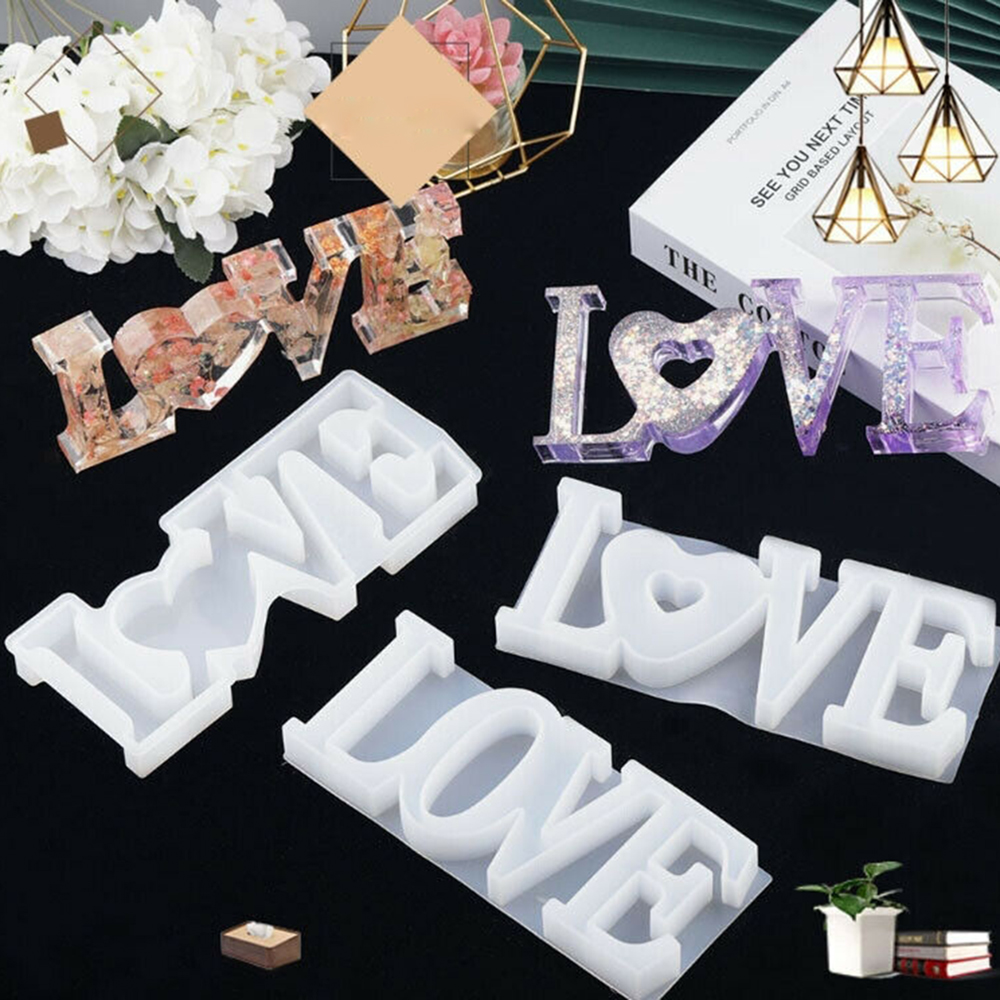 JAR4Z5K58 DIY Handmade Letters LOVE/HOME/FAMILY LOVE Sign Resin Mold Silicone Casting Mould Jewelry Making Molds Crystal Glue
