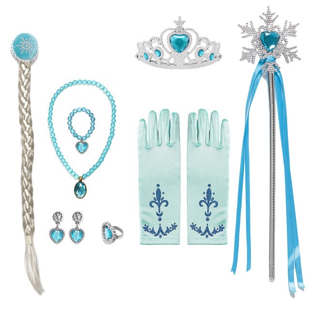 Elsa อุปกรณ์เสริม S Wand Crown ชุดเครื่องประดับ Elsa วิกผม Braid สำหรับชุดเจ้าหญิงเสื้อผ้าคอสเพลย์ Snow Queen 2อุปกรณ์เสริม