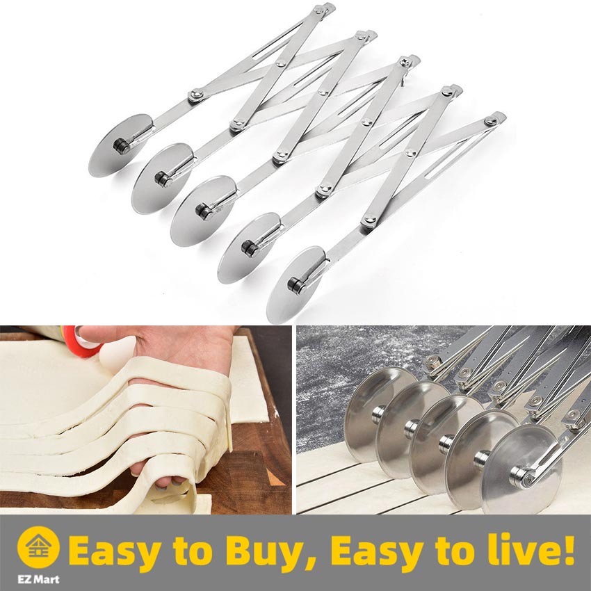 1/3/5/7 Wheels Cutter Dough Divider Side Pasta Knife Stainless Steel Roller  Blade Adjustable Pizza Pastry Peeler Kitchen Tool