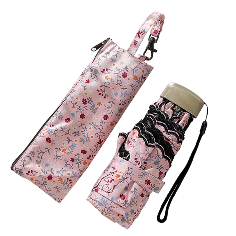 Minimalist Floral Embroidery is Small and Portable Five-Fold Sun Protection UV Protection Pocket Sun Umbrellas
