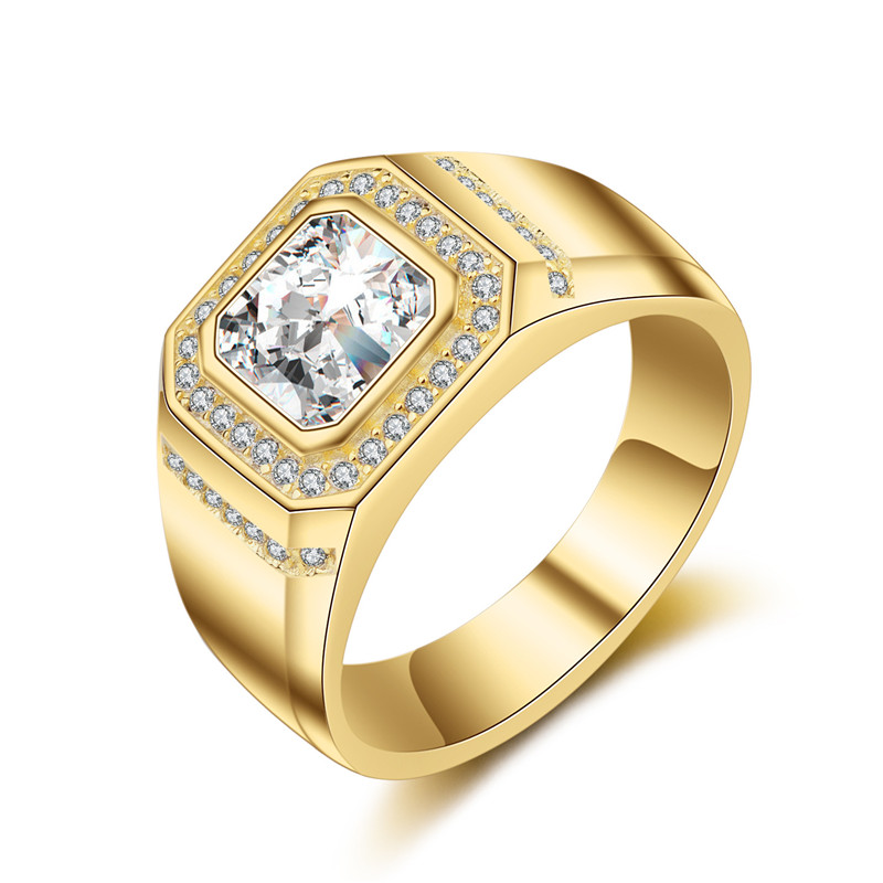 Mens gold cubic hot sale zirconia rings