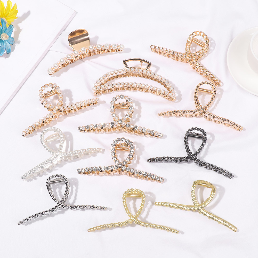 SIKONG Fashion Shiny Rinestone Non Slip Hair Accessories Pearl Hair Clips Hairpin Hair Claws Barrette