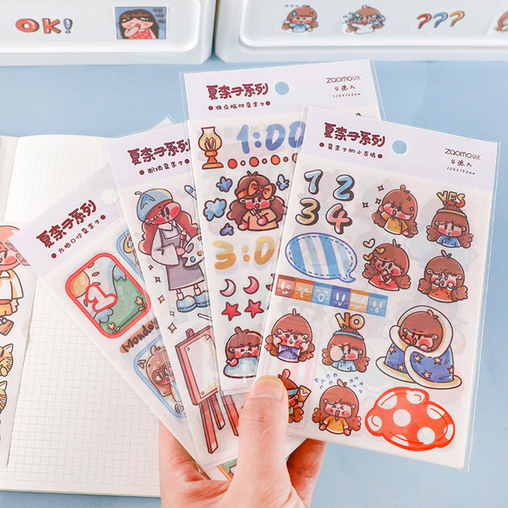 TDPTI76V8 4PCS Adhesive Decorative Stationery Tearable Diary Label Washi Paper Stickers Sticky Paper Scrapbooking Sticker