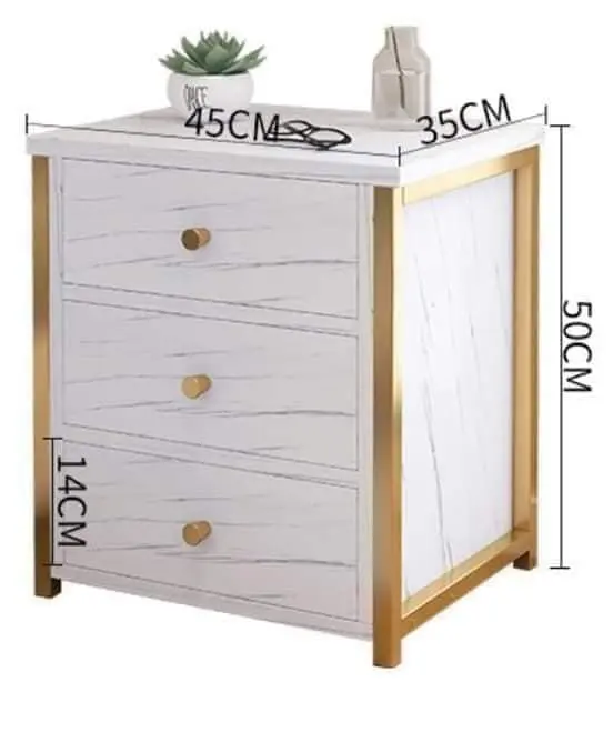 White Marble Bedside Nightstand Table Cabinet Lazada Ph