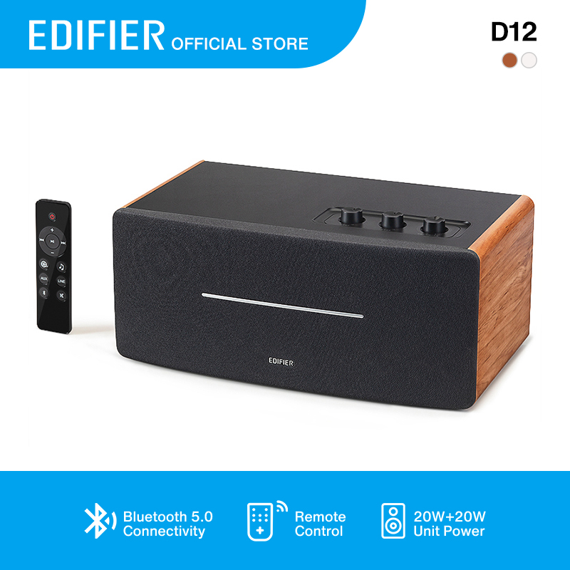 NEW Edifier D12 White Stereo Bluetooth 5.0 Speaker Quality Wooden Enclosure  AUX